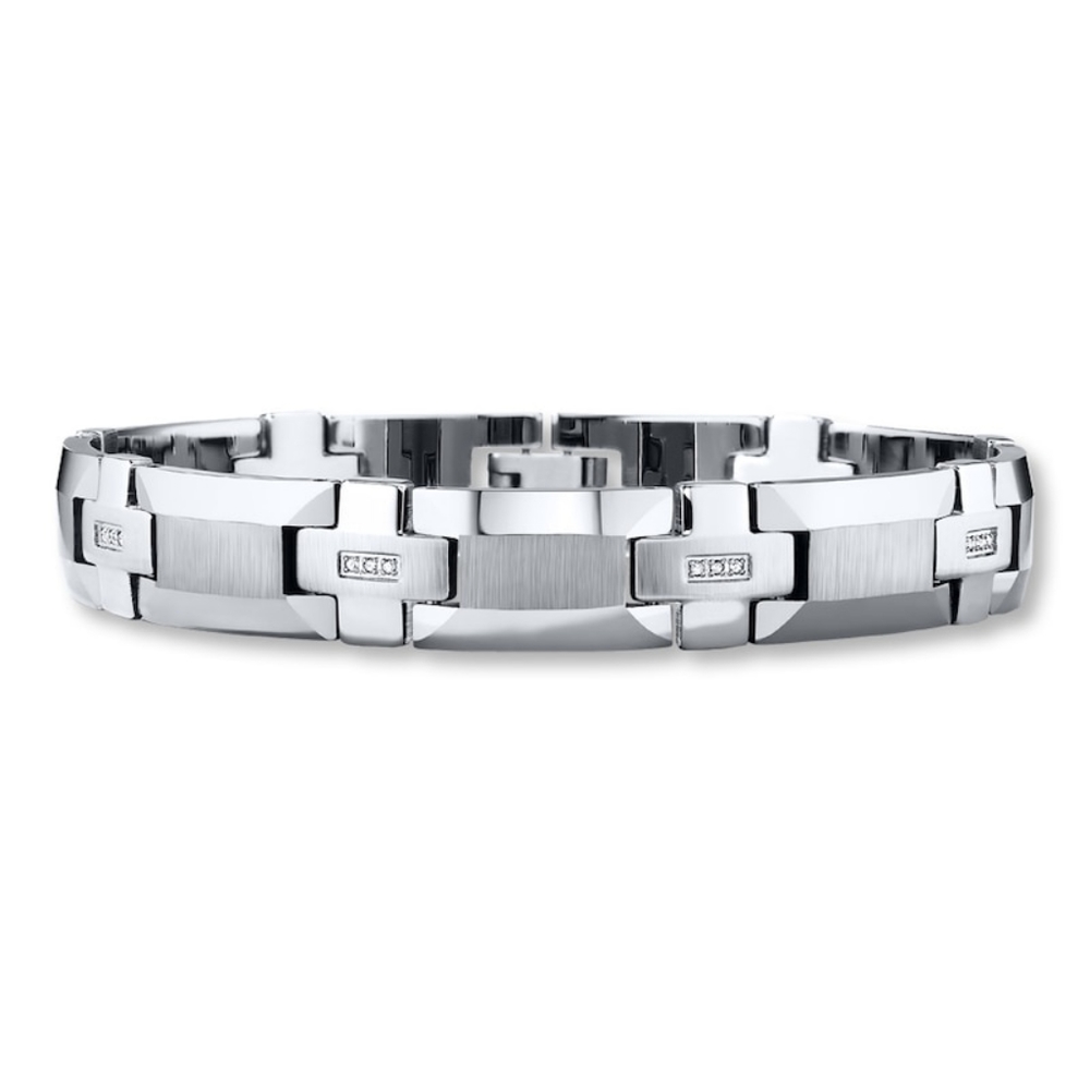 SOLD Mens Esquire .15 ct diamond Tungsten stainless steel link bracelet like new
